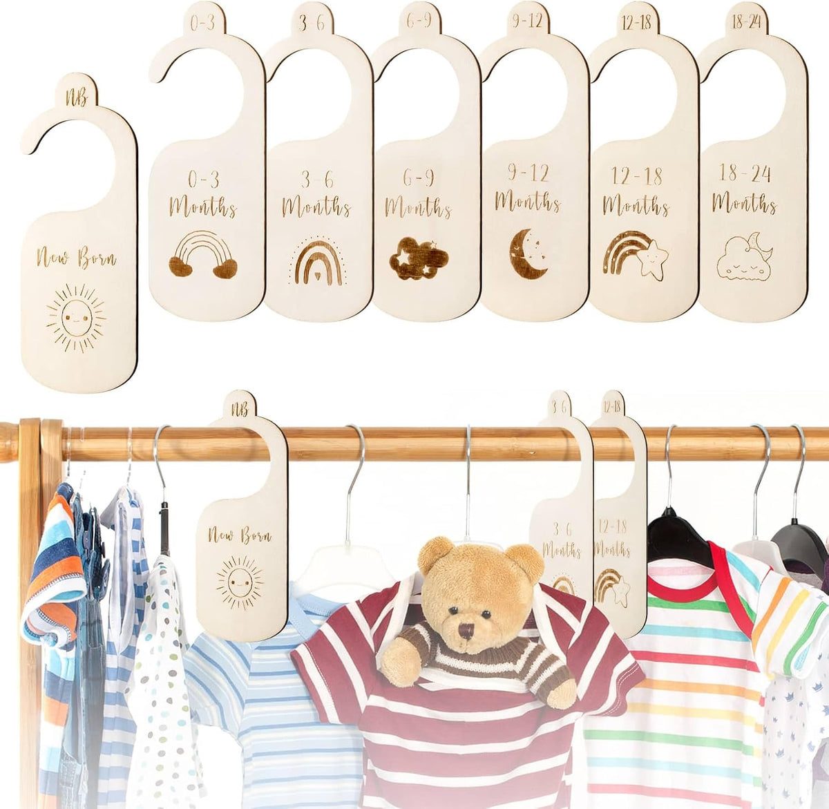 Baby Closet Dividers, 7-Piece Double-Sided Set, Newborn to 24 Months