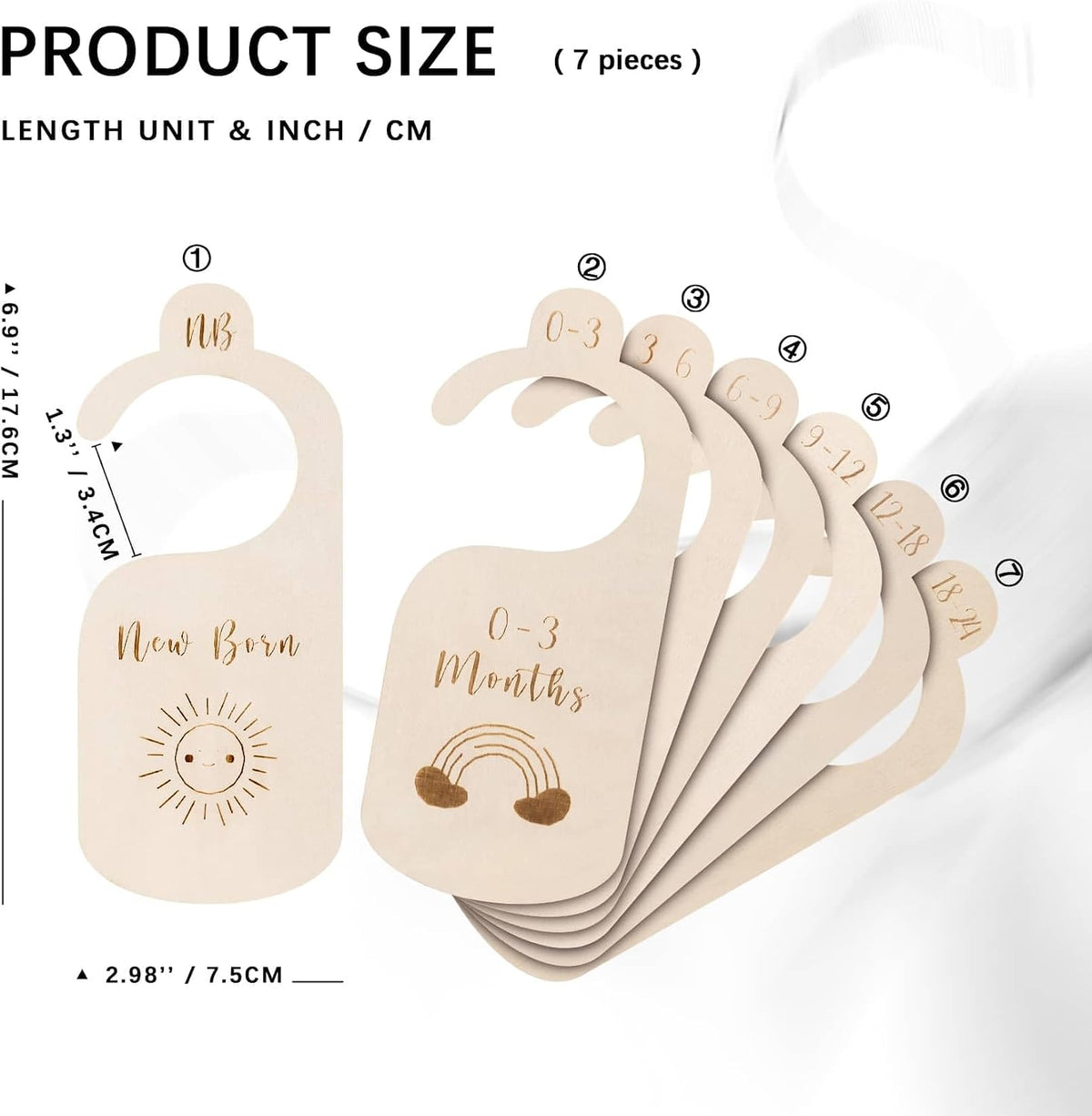 Baby Closet Dividers, 7-Piece Double-Sided Set, Newborn to 24 Months