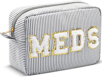 Seersucker Cosmetic Bags Baby Bag Chenille Letter Baby Toiletry Bag Stripe Diaper Pouch Large Preppy Storage Pouch Toiletry Travel Organizer, Gifts for Mom Women