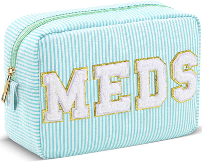 Seersucker Cosmetic Bags Baby Bag Chenille Letter Baby Toiletry Bag Stripe Diaper Pouch Large Preppy Storage Pouch Toiletry Travel Organizer, Gifts for Mom Women