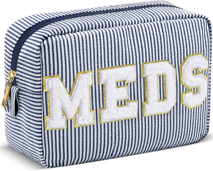 Seersucker Cosmetic Bags Baby Bag Chenille Letter Baby Toiletry Bag Stripe Diaper Pouch Large Preppy Storage Pouch Toiletry Travel Organizer, Gifts for Mom Women