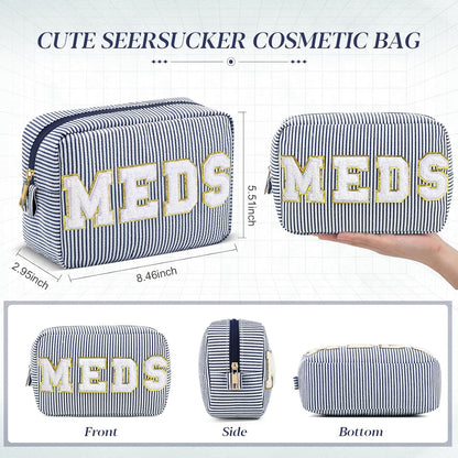 Seersucker Cosmetic Bags Baby Bag Chenille Letter Baby Toiletry Bag Stripe Diaper Pouch Large Preppy Storage Pouch Toiletry Travel Organizer, Gifts for Mom Women