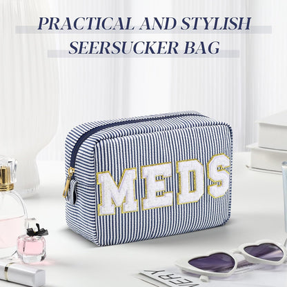 Seersucker Cosmetic Bags Baby Bag Chenille Letter Baby Toiletry Bag Stripe Diaper Pouch Large Preppy Storage Pouch Toiletry Travel Organizer, Gifts for Mom Women