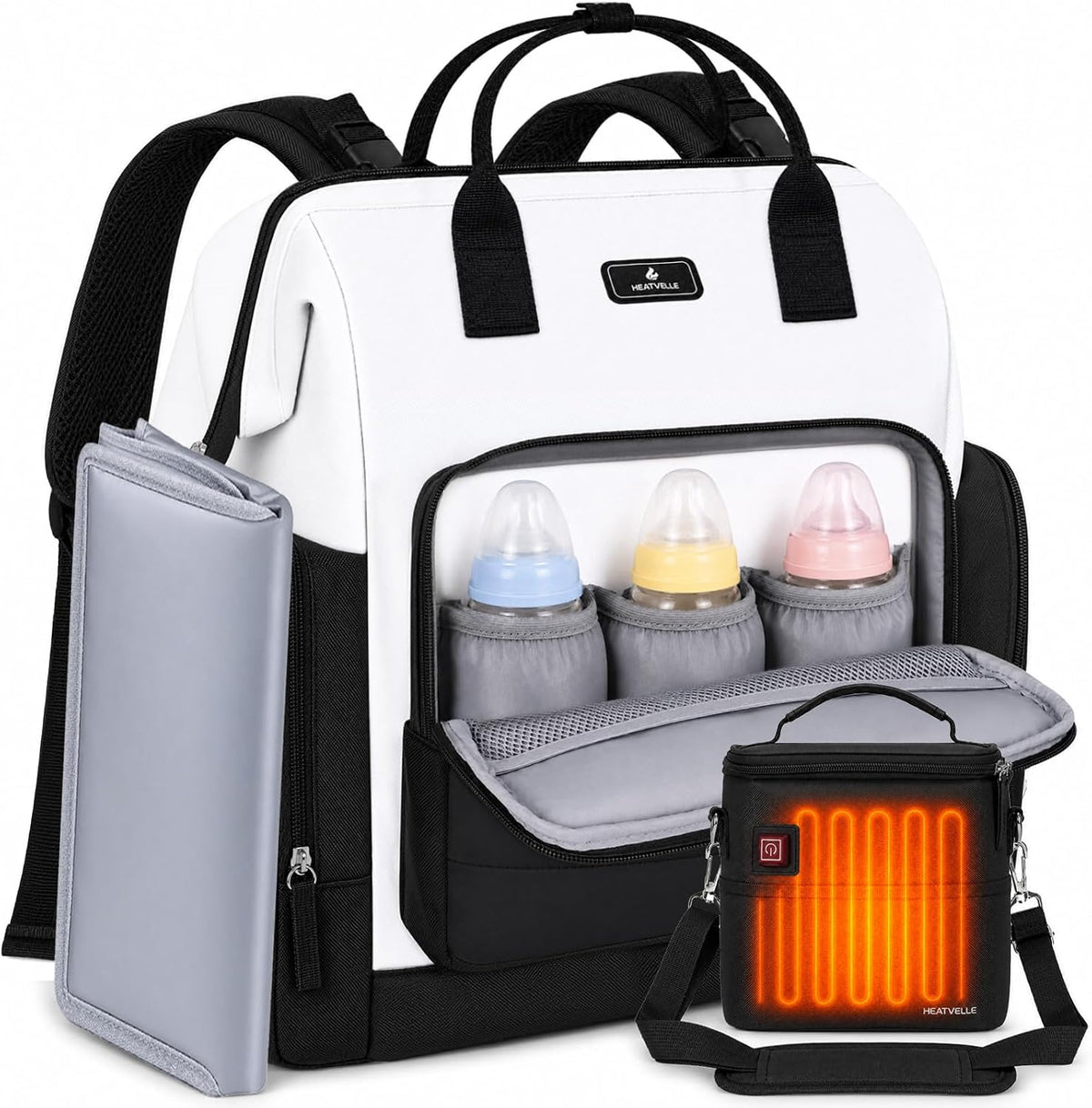 Diaper Bag Backpack with Bottle Warmer Bag for Mom Dad