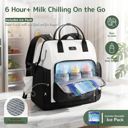 Diaper Bag Backpack with Bottle Warmer Bag for Mom Dad