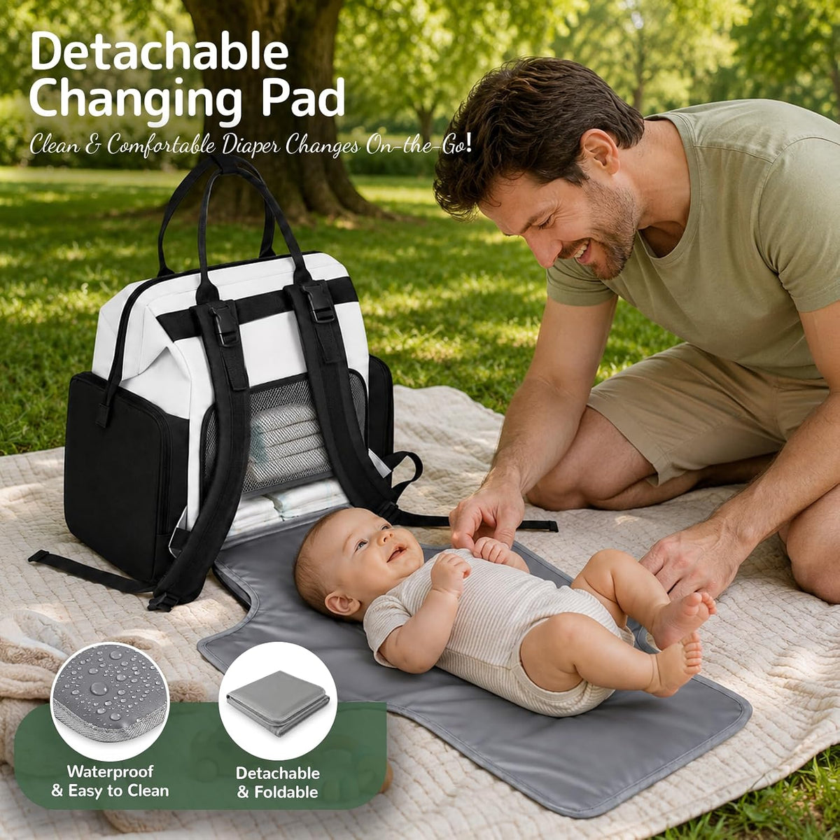 Diaper Bag Backpack with Bottle Warmer Bag for Mom Dad