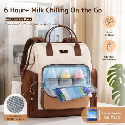Diaper Bag Backpack with Bottle Warmer Bag for Mom Dad