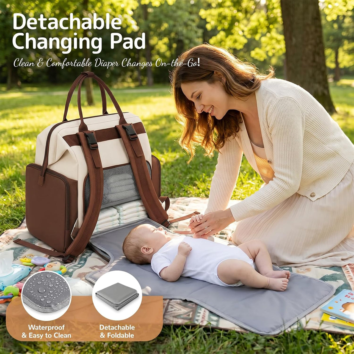 Diaper Bag Backpack with Bottle Warmer Bag for Mom Dad