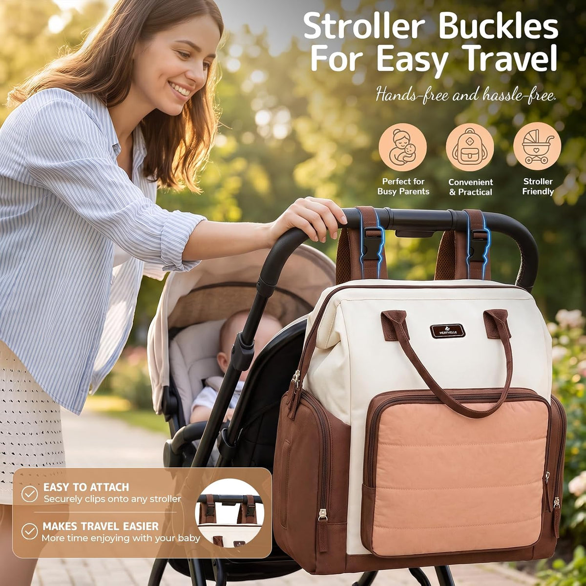 Diaper Bag Backpack with Bottle Warmer Bag for Mom Dad