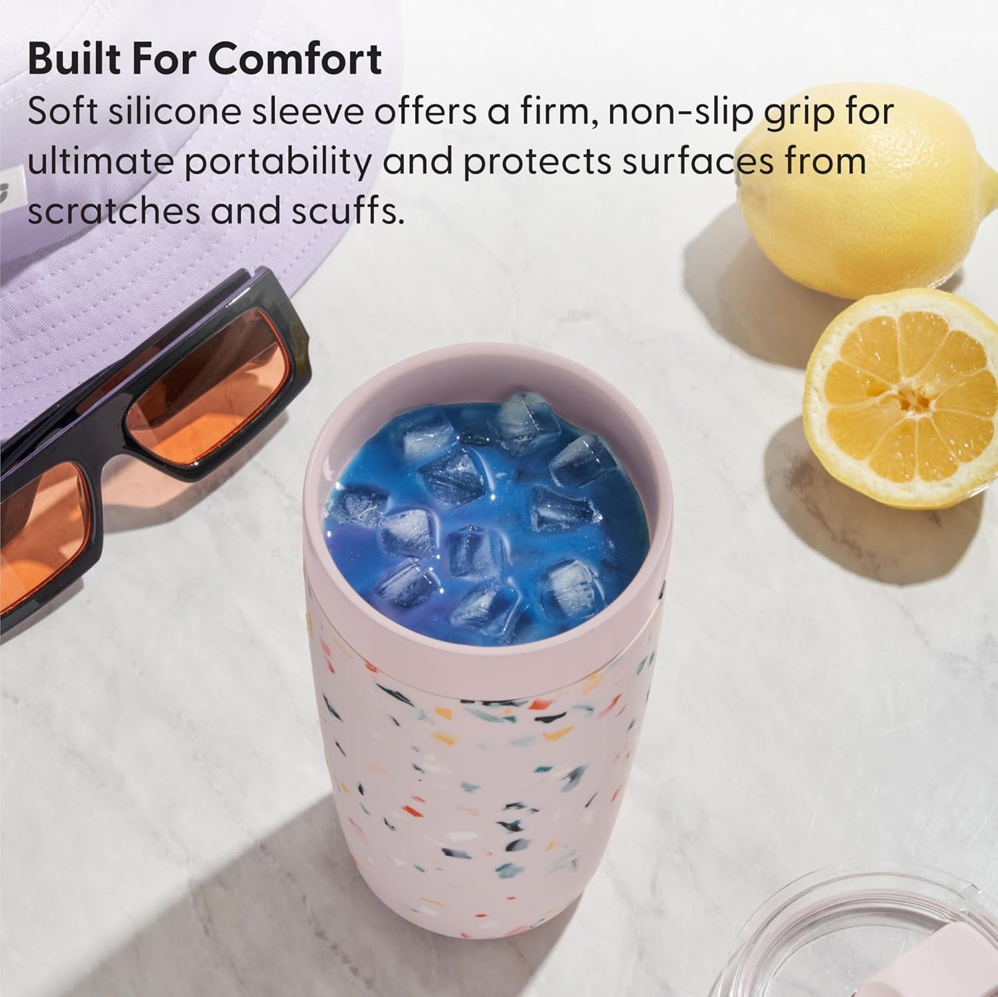 W&P Porter Insulated Tumbler 20 oz | No Metallic Aftertaste Ceramic Coated for Water, Coffee, & Tea | Wide Mouth Vacuum Insulated | Dishwasher Safe, Cream Terrazzo
