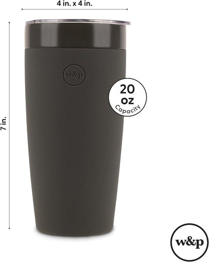 W&P Porter Insulated Tumbler 20 oz | No Metallic Aftertaste Ceramic Coated for Water, Coffee, & Tea | Wide Mouth Vacuum Insulated | Dishwasher Safe, Cream Terrazzo