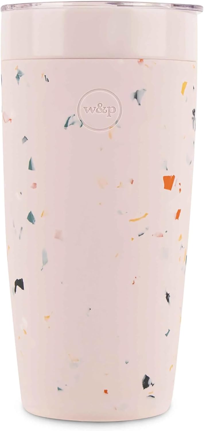 W&P Porter Insulated Tumbler 20 oz | No Metallic Aftertaste Ceramic Coated for Water, Coffee, & Tea | Wide Mouth Vacuum Insulated | Dishwasher Safe, Cream Terrazzo