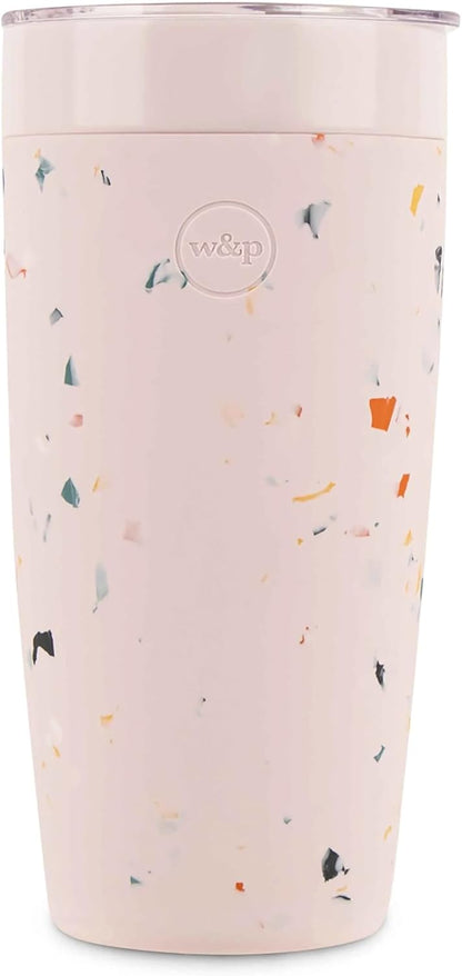W&P Porter Insulated Tumbler 20 oz | No Metallic Aftertaste Ceramic Coated for Water, Coffee, & Tea | Wide Mouth Vacuum Insulated | Dishwasher Safe, Cream Terrazzo