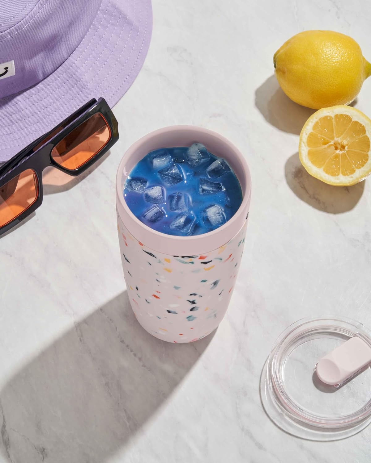 W&P Porter Insulated Tumbler 20 oz | No Metallic Aftertaste Ceramic Coated for Water, Coffee, & Tea | Wide Mouth Vacuum Insulated | Dishwasher Safe, Cream Terrazzo