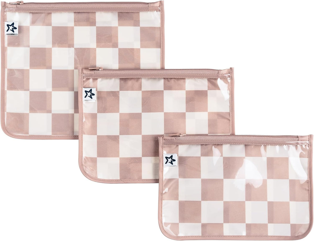 Diaper Bag Organizing Pouches|3 Pack Mess-Proof Clear Front Travel Organizer Bags&TSA Approved Toiletry Bag Set for Baby and Mom Essentials