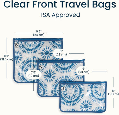 Diaper Bag Organizing Pouches|3 Pack Mess-Proof Clear Front Travel Organizer Bags&TSA Approved Toiletry Bag Set for Baby and Mom Essentials