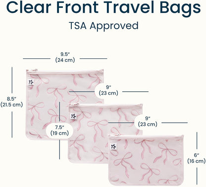 Diaper Bag Organizing Pouches|3 Pack Mess-Proof Clear Front Travel Organizer Bags&TSA Approved Toiletry Bag Set for Baby and Mom Essentials