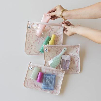 Diaper Bag Organizing Pouches|3 Pack Mess-Proof Clear Front Travel Organizer Bags&TSA Approved Toiletry Bag Set for Baby and Mom Essentials