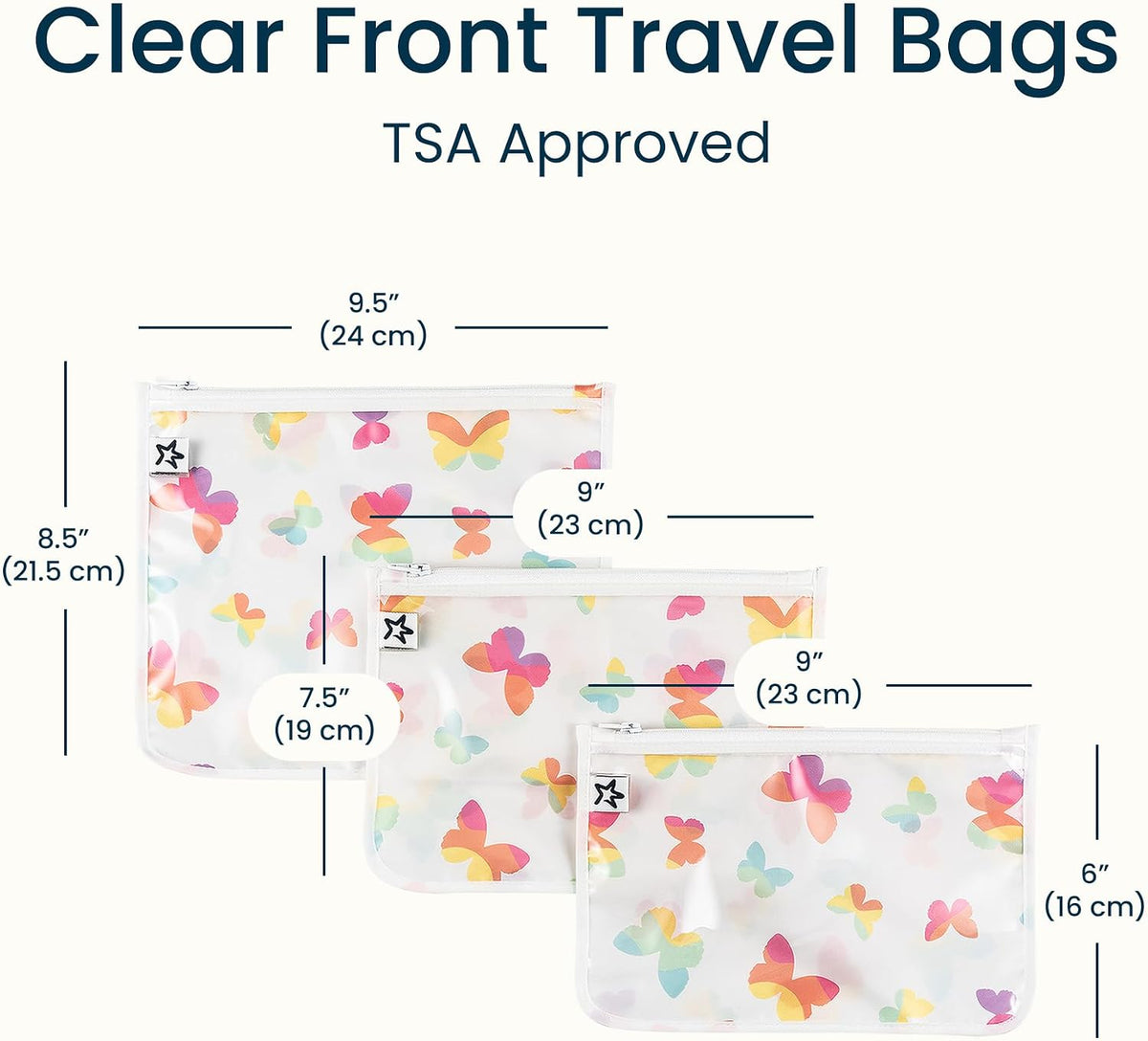 Diaper Bag Organizing Pouches|3 Pack Mess-Proof Clear Front Travel Organizer Bags&TSA Approved Toiletry Bag Set for Baby and Mom Essentials