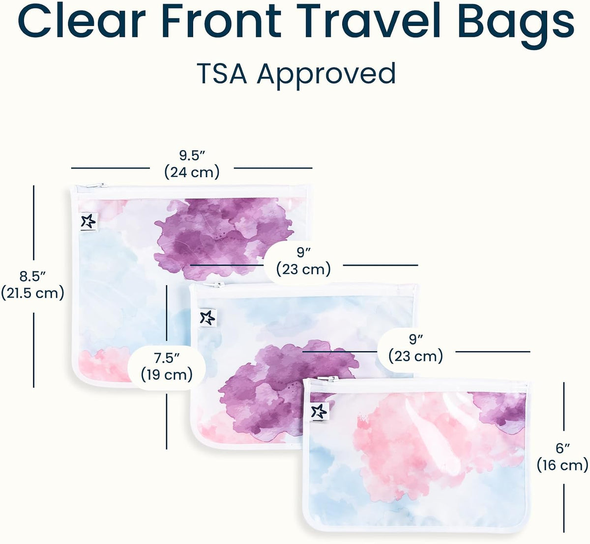 Diaper Bag Organizing Pouches|3 Pack Mess-Proof Clear Front Travel Organizer Bags&TSA Approved Toiletry Bag Set for Baby and Mom Essentials
