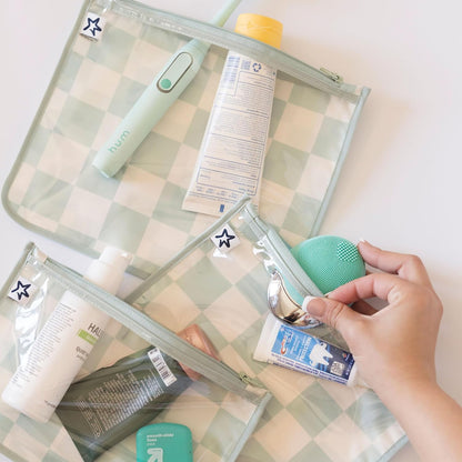 Diaper Bag Organizing Pouches|3 Pack Mess-Proof Clear Front Travel Organizer Bags&TSA Approved Toiletry Bag Set for Baby and Mom Essentials