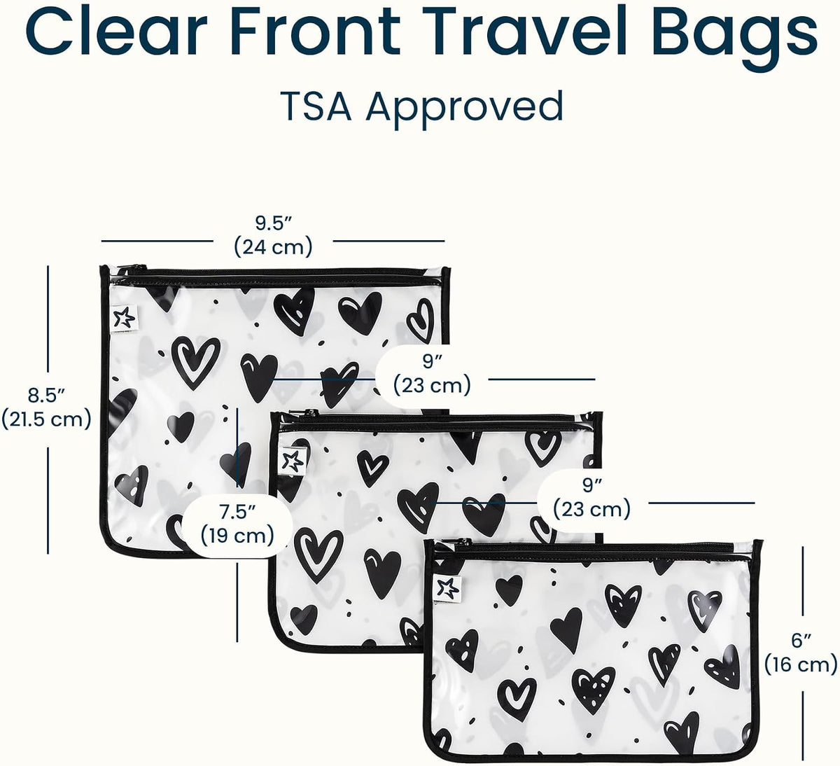 Diaper Bag Organizing Pouches|3 Pack Mess-Proof Clear Front Travel Organizer Bags&TSA Approved Toiletry Bag Set for Baby and Mom Essentials