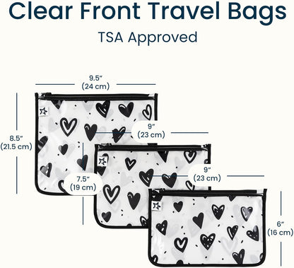 Diaper Bag Organizing Pouches|3 Pack Mess-Proof Clear Front Travel Organizer Bags&TSA Approved Toiletry Bag Set for Baby and Mom Essentials
