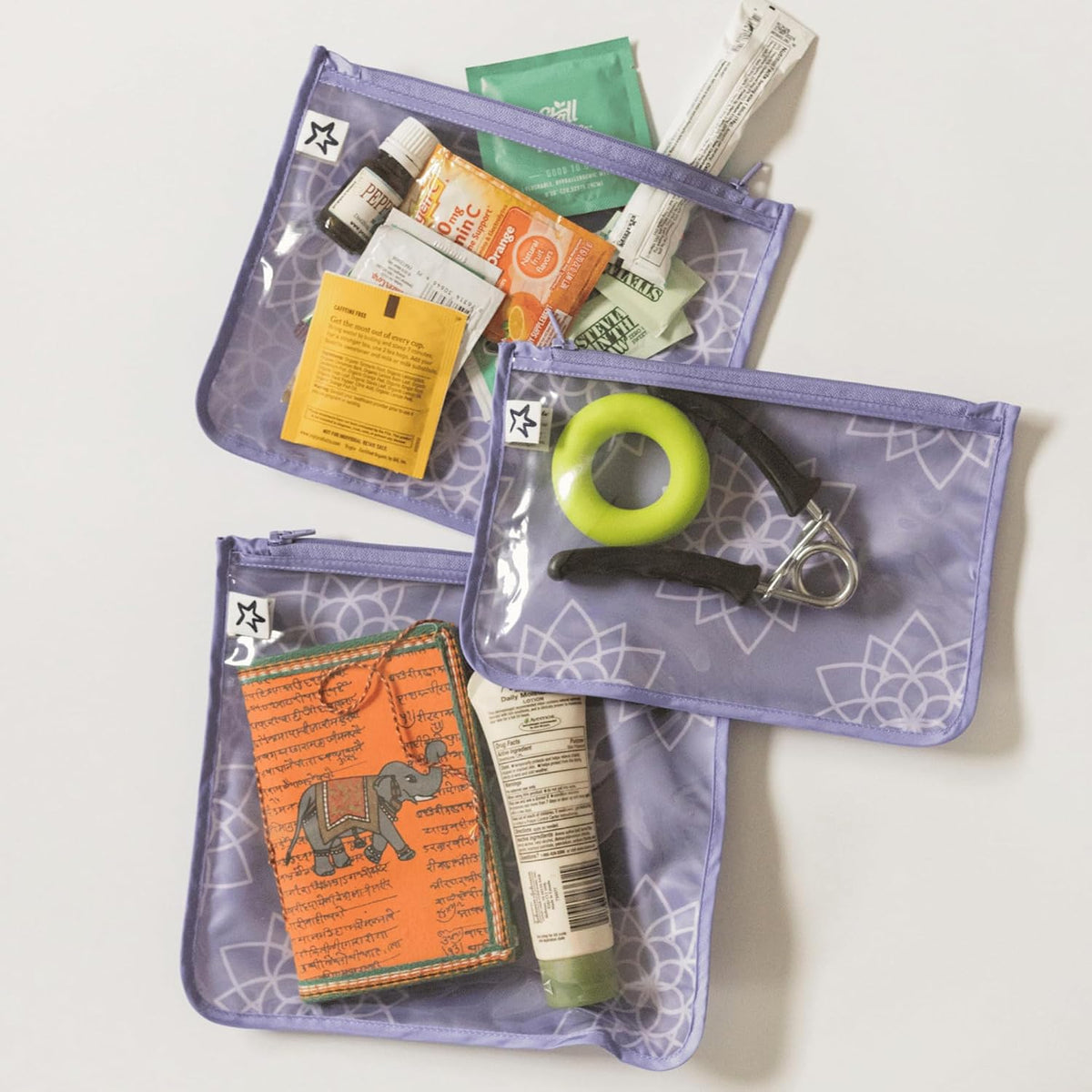 Diaper Bag Organizing Pouches|3 Pack Mess-Proof Clear Front Travel Organizer Bags&TSA Approved Toiletry Bag Set for Baby and Mom Essentials