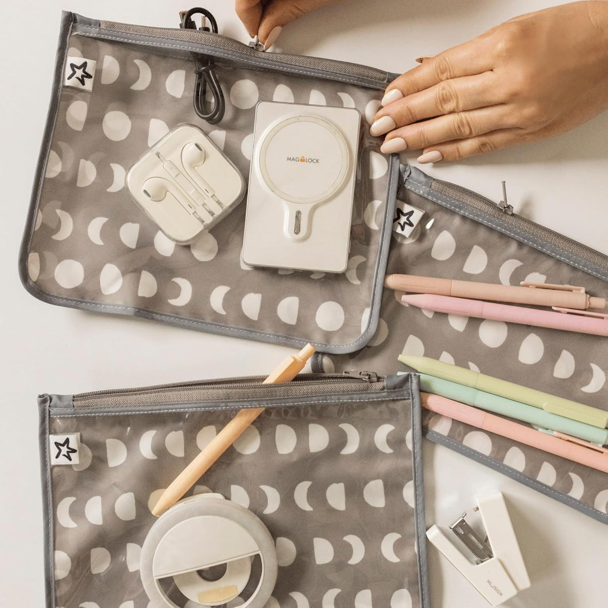 Diaper Bag Organizing Pouches|3 Pack Mess-Proof Clear Front Travel Organizer Bags&TSA Approved Toiletry Bag Set for Baby and Mom Essentials