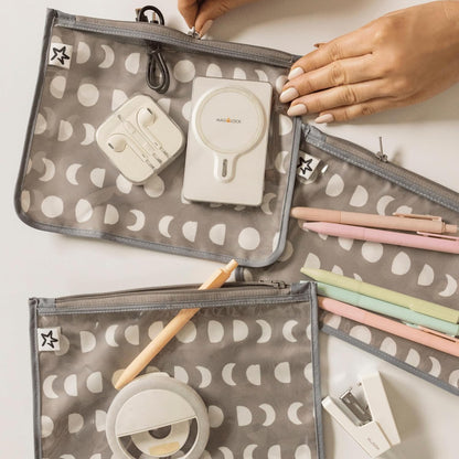 Diaper Bag Organizing Pouches|3 Pack Mess-Proof Clear Front Travel Organizer Bags&TSA Approved Toiletry Bag Set for Baby and Mom Essentials
