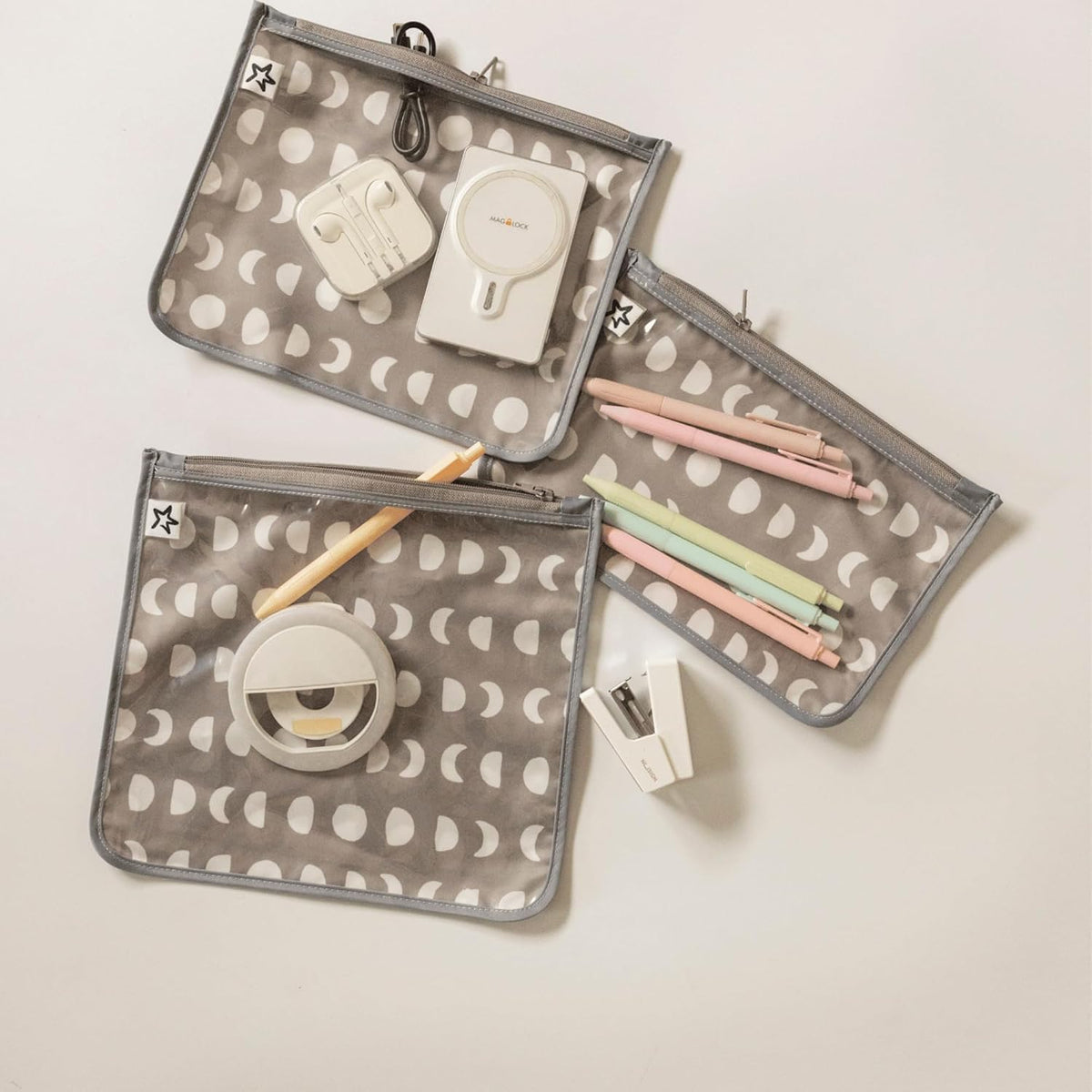 Diaper Bag Organizing Pouches|3 Pack Mess-Proof Clear Front Travel Organizer Bags&TSA Approved Toiletry Bag Set for Baby and Mom Essentials