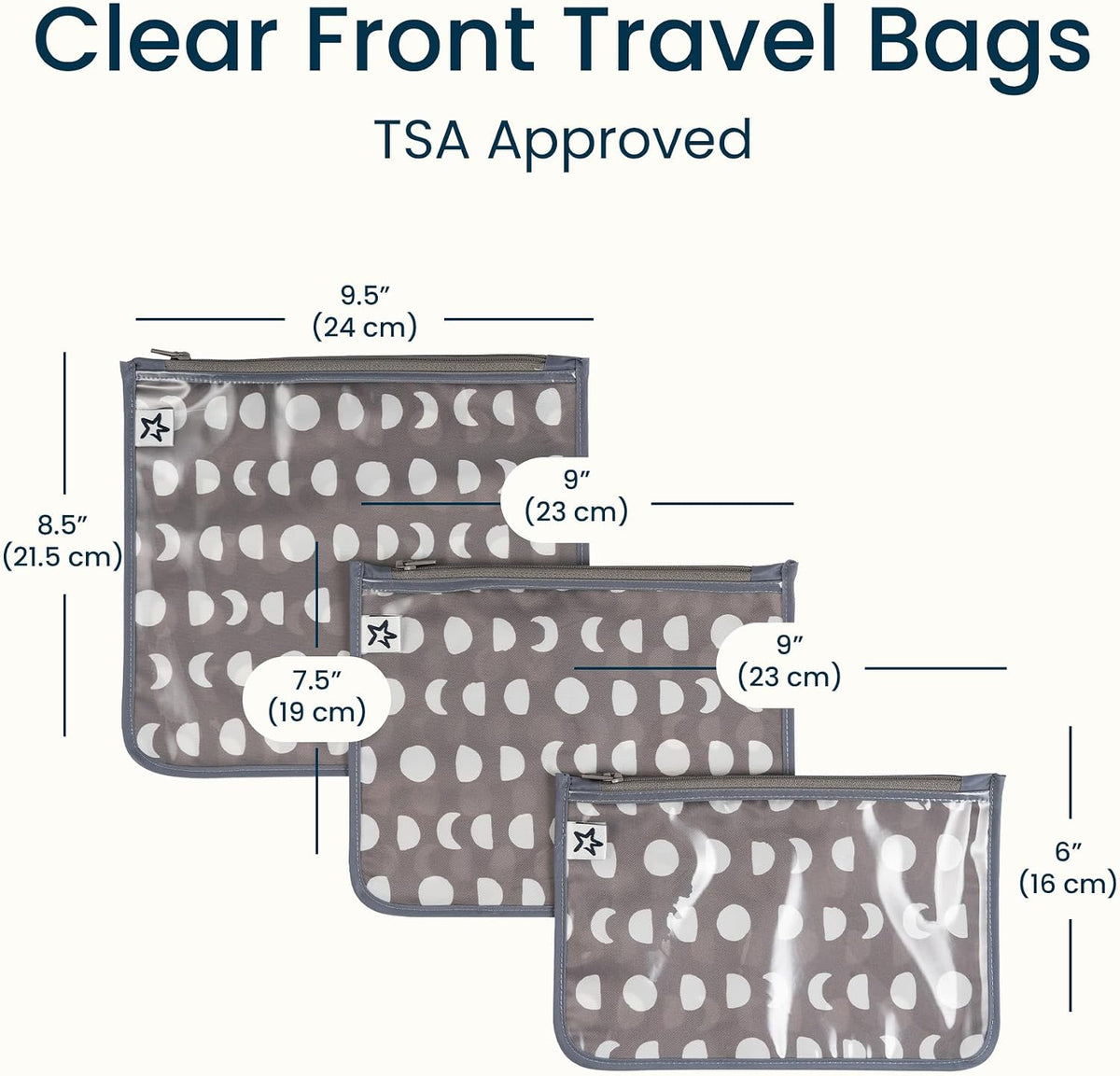 Diaper Bag Organizing Pouches|3 Pack Mess-Proof Clear Front Travel Organizer Bags&TSA Approved Toiletry Bag Set for Baby and Mom Essentials