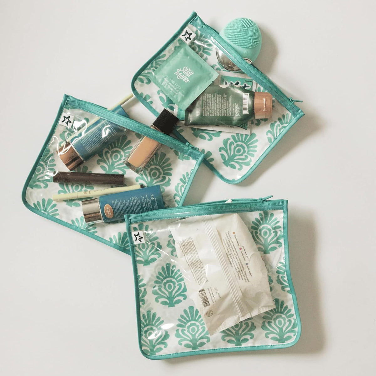 Diaper Bag Organizing Pouches|3 Pack Mess-Proof Clear Front Travel Organizer Bags&TSA Approved Toiletry Bag Set for Baby and Mom Essentials