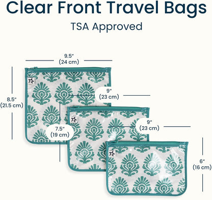 Diaper Bag Organizing Pouches|3 Pack Mess-Proof Clear Front Travel Organizer Bags&TSA Approved Toiletry Bag Set for Baby and Mom Essentials