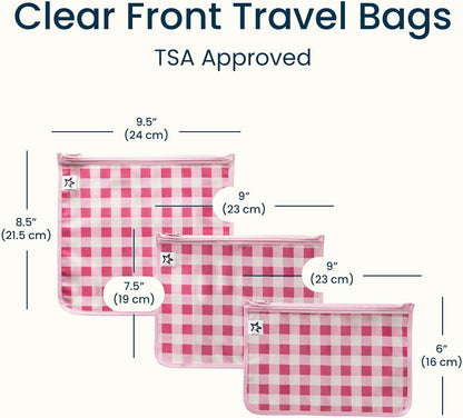 Diaper Bag Organizing Pouches|3 Pack Mess-Proof Clear Front Travel Organizer Bags&TSA Approved Toiletry Bag Set for Baby and Mom Essentials