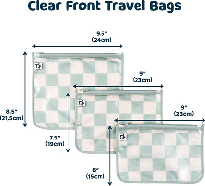 Diaper Bag Organizing Pouches|3 Pack Mess-Proof Clear Front Travel Organizer Bags&TSA Approved Toiletry Bag Set for Baby and Mom Essentials