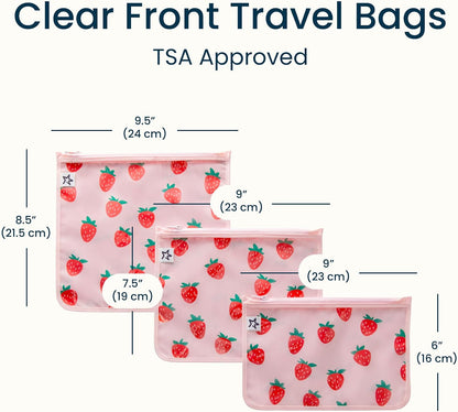 Diaper Bag Organizing Pouches|3 Pack Mess-Proof Clear Front Travel Organizer Bags&TSA Approved Toiletry Bag Set for Baby and Mom Essentials