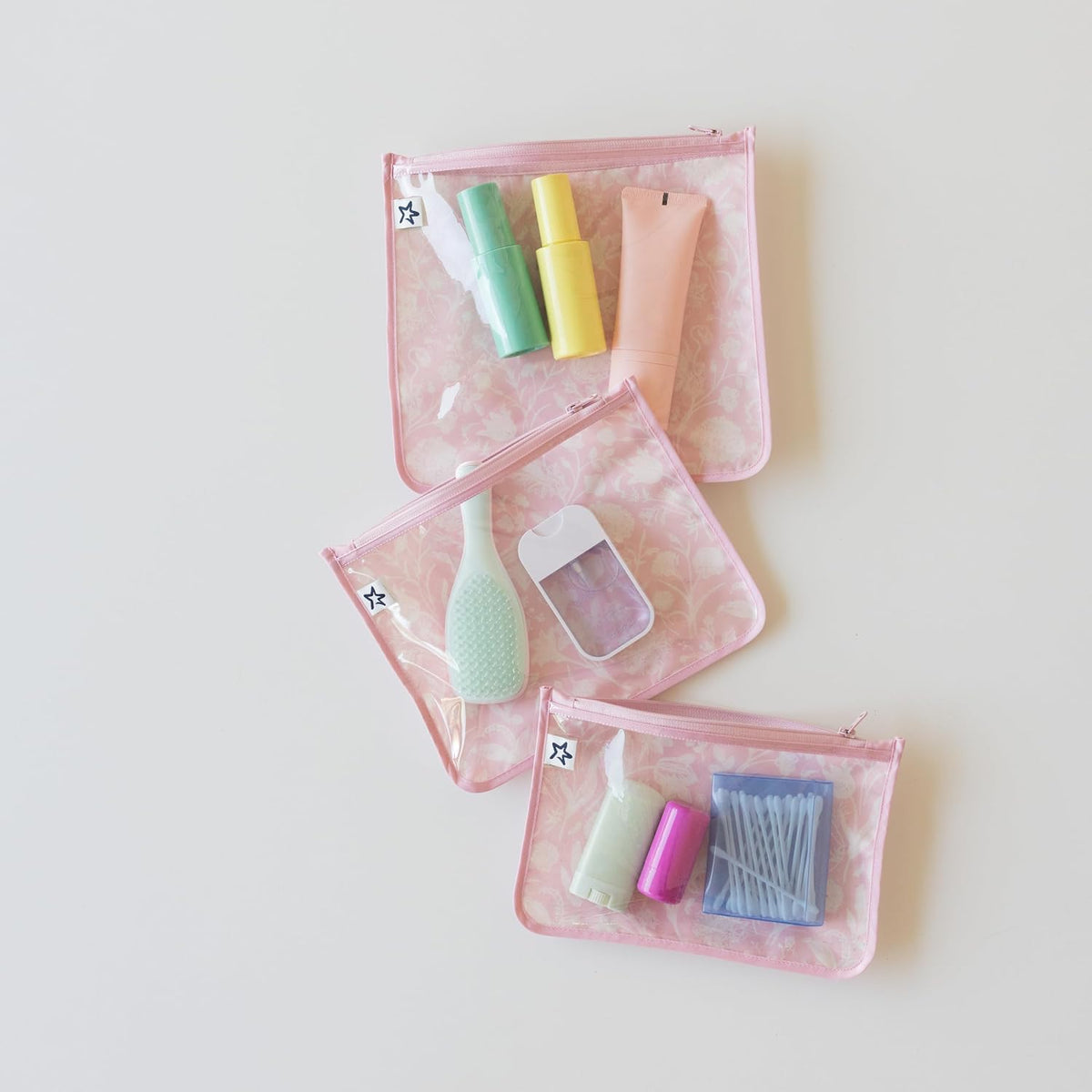 Diaper Bag Organizing Pouches|3 Pack Mess-Proof Clear Front Travel Organizer Bags&TSA Approved Toiletry Bag Set for Baby and Mom Essentials
