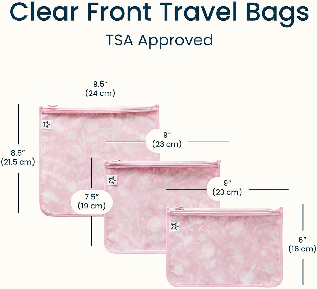Diaper Bag Organizing Pouches|3 Pack Mess-Proof Clear Front Travel Organizer Bags&TSA Approved Toiletry Bag Set for Baby and Mom Essentials