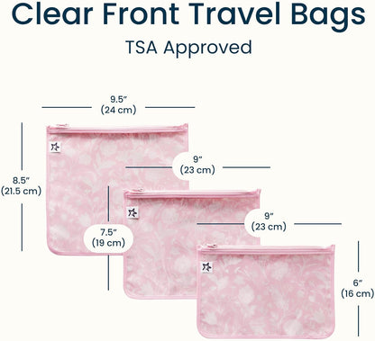 Diaper Bag Organizing Pouches|3 Pack Mess-Proof Clear Front Travel Organizer Bags&TSA Approved Toiletry Bag Set for Baby and Mom Essentials