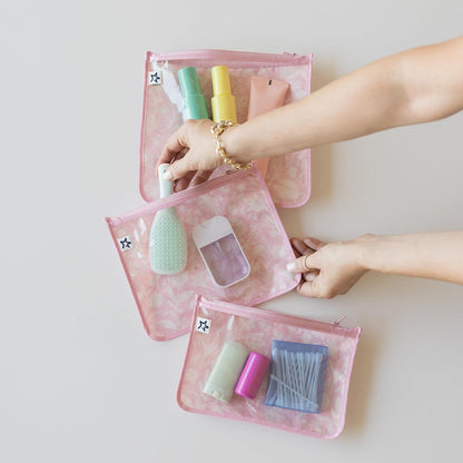 Diaper Bag Organizing Pouches|3 Pack Mess-Proof Clear Front Travel Organizer Bags&TSA Approved Toiletry Bag Set for Baby and Mom Essentials