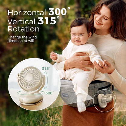 Portable Stroller Fan with Clip, 4-Speed Mini Cooling Fan, 0.26 Lb