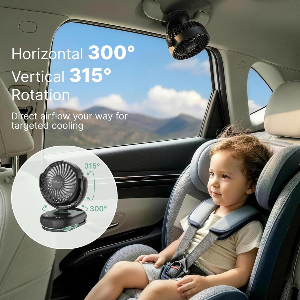 Portable Stroller Fan with Clip, 4-Speed Mini Cooling Fan, 0.26 Lb