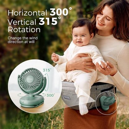 Portable Stroller Fan with Clip, 4-Speed Mini Cooling Fan, 0.26 Lb