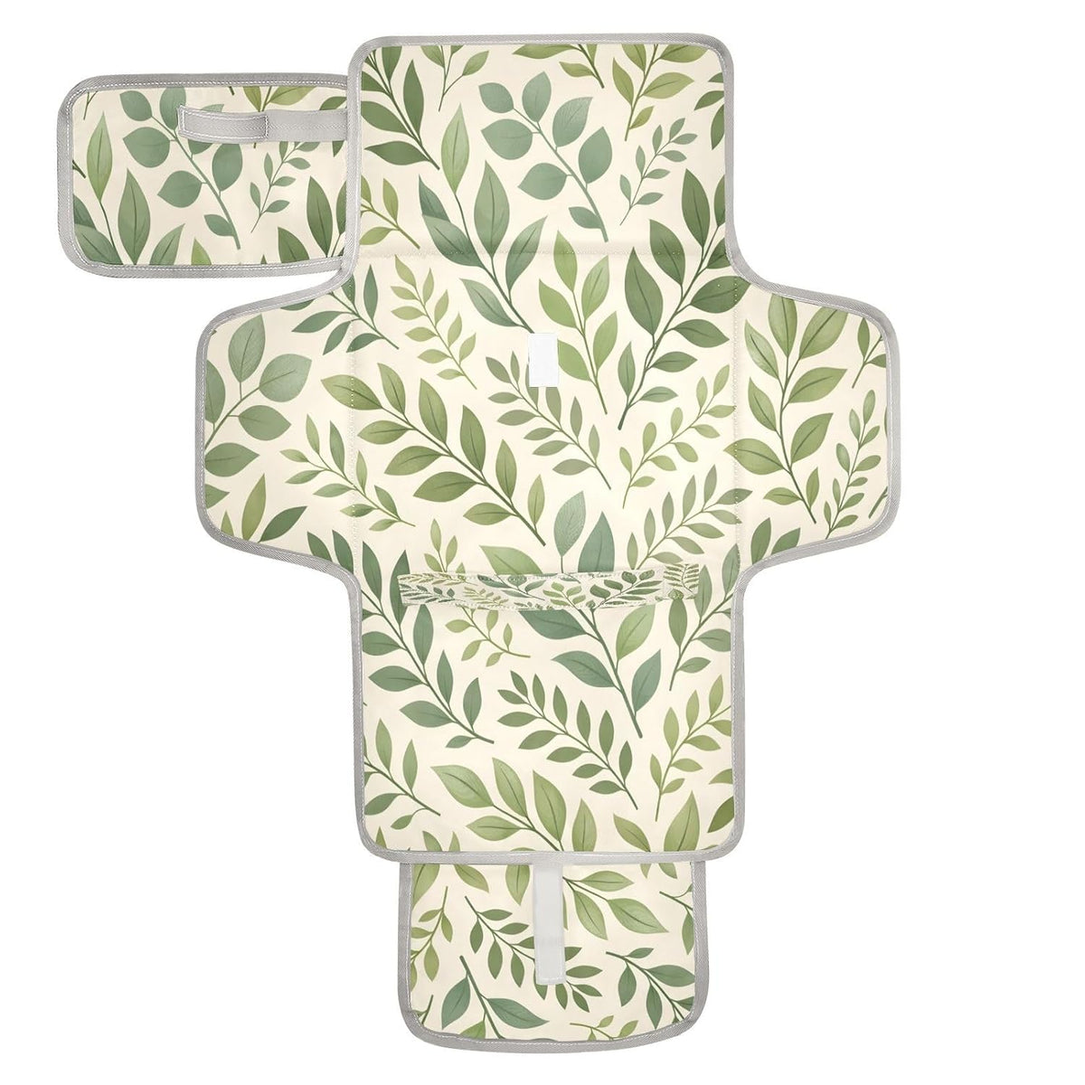 Leaves Portable Diaper Changing Pad, Waterproof Baby Changing Mat with Storage Pocket & Built-in Pillow, Foldable Travel Pad, Newborn Gift Set for Boy Girl