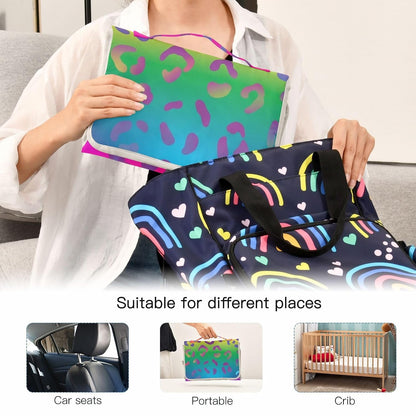 Rainbow Leopard Print Portable Diaper Changing Pad for Beach
