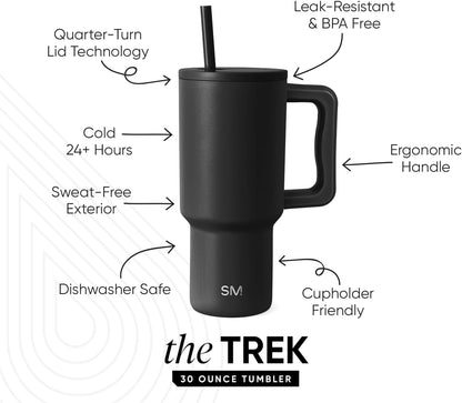 Tumbler with Handle and Straw | 40oz | 80s Mix | Trek Tumbler, Travel Mug | Insulated Water Bottle, Cupholder Friendly, Stainless Steel Cup | 80s Mix - Colors C