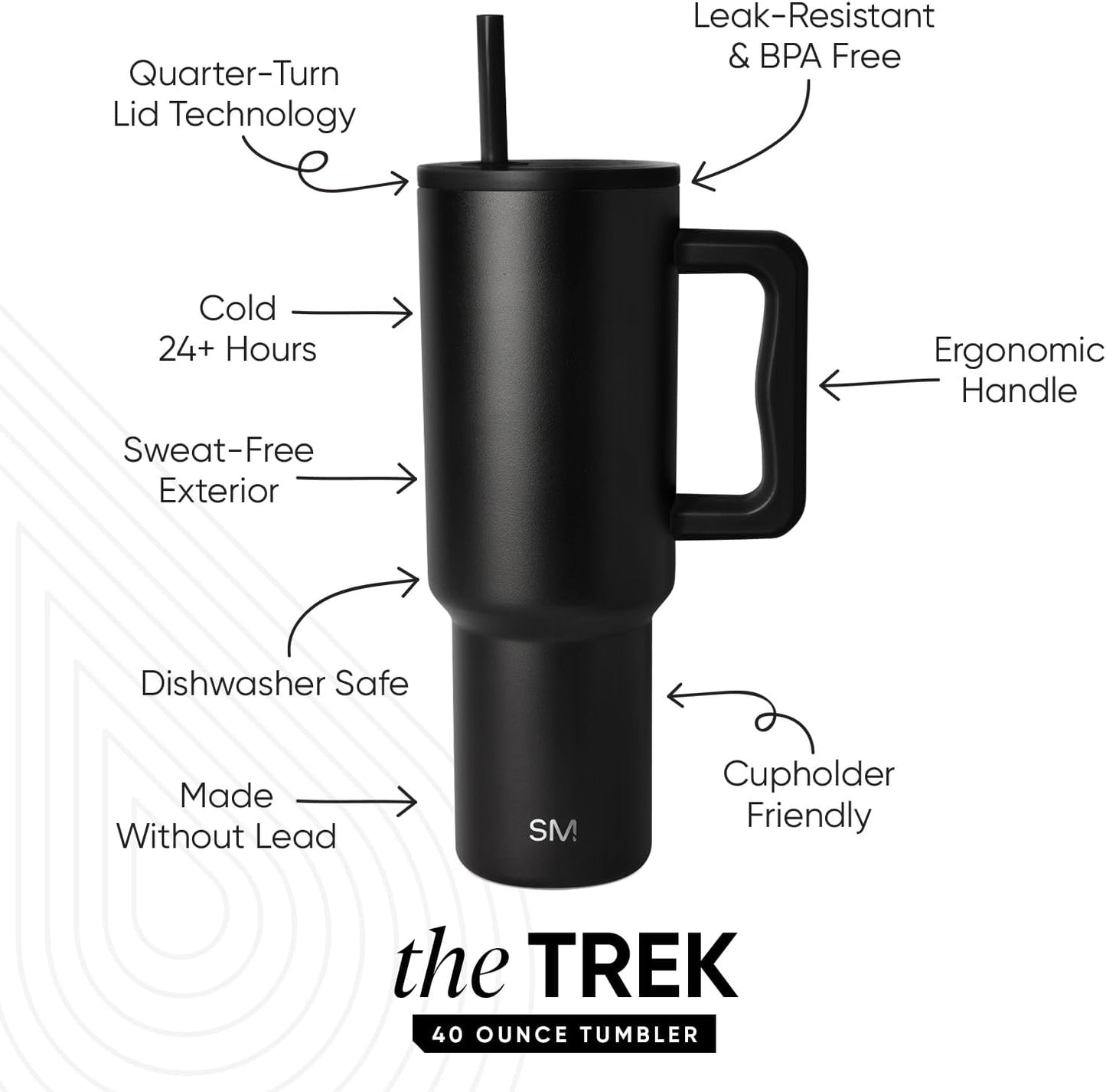 Tumbler with Handle and Straw | 40oz | 80s Mix | Trek Tumbler, Travel Mug | Insulated Water Bottle, Cupholder Friendly, Stainless Steel Cup | 80s Mix - Colors C