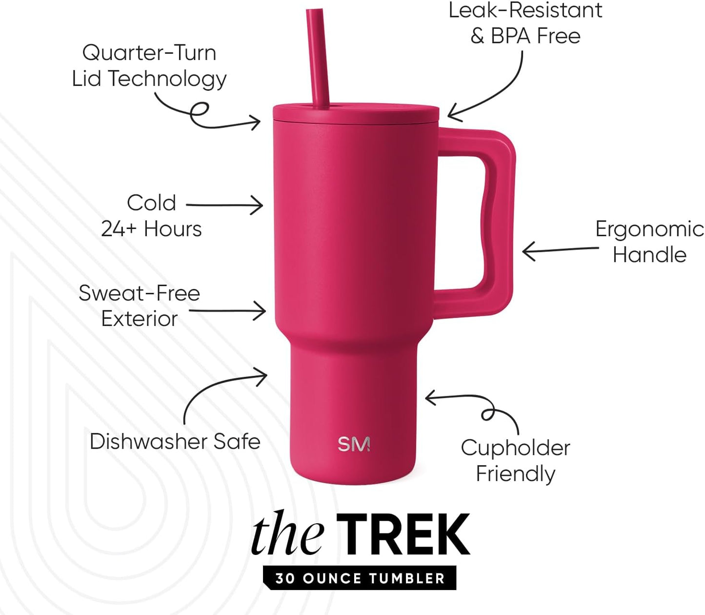 Tumbler with Handle and Straw | 40oz | 80s Mix | Trek Tumbler, Travel Mug | Insulated Water Bottle, Cupholder Friendly, Stainless Steel Cup | 80s Mix - Colors C