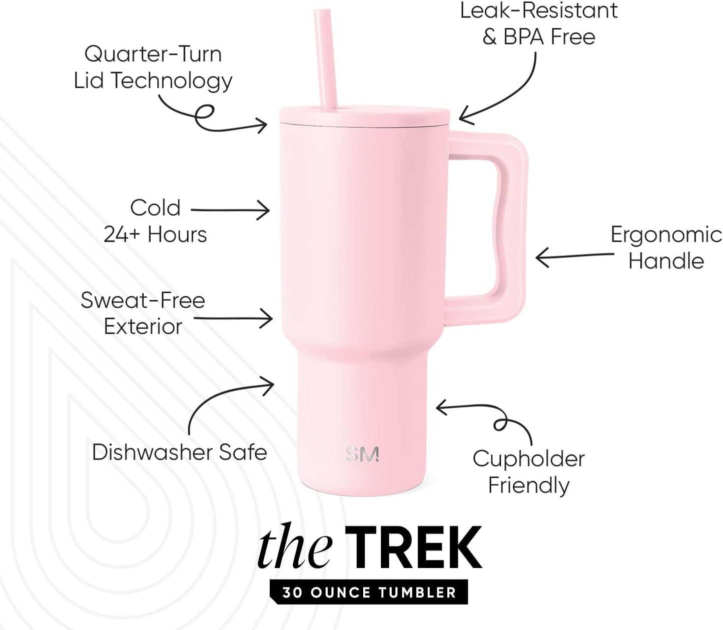 Tumbler with Handle and Straw | 40oz | 80s Mix | Trek Tumbler, Travel Mug | Insulated Water Bottle, Cupholder Friendly, Stainless Steel Cup | 80s Mix - Colors C